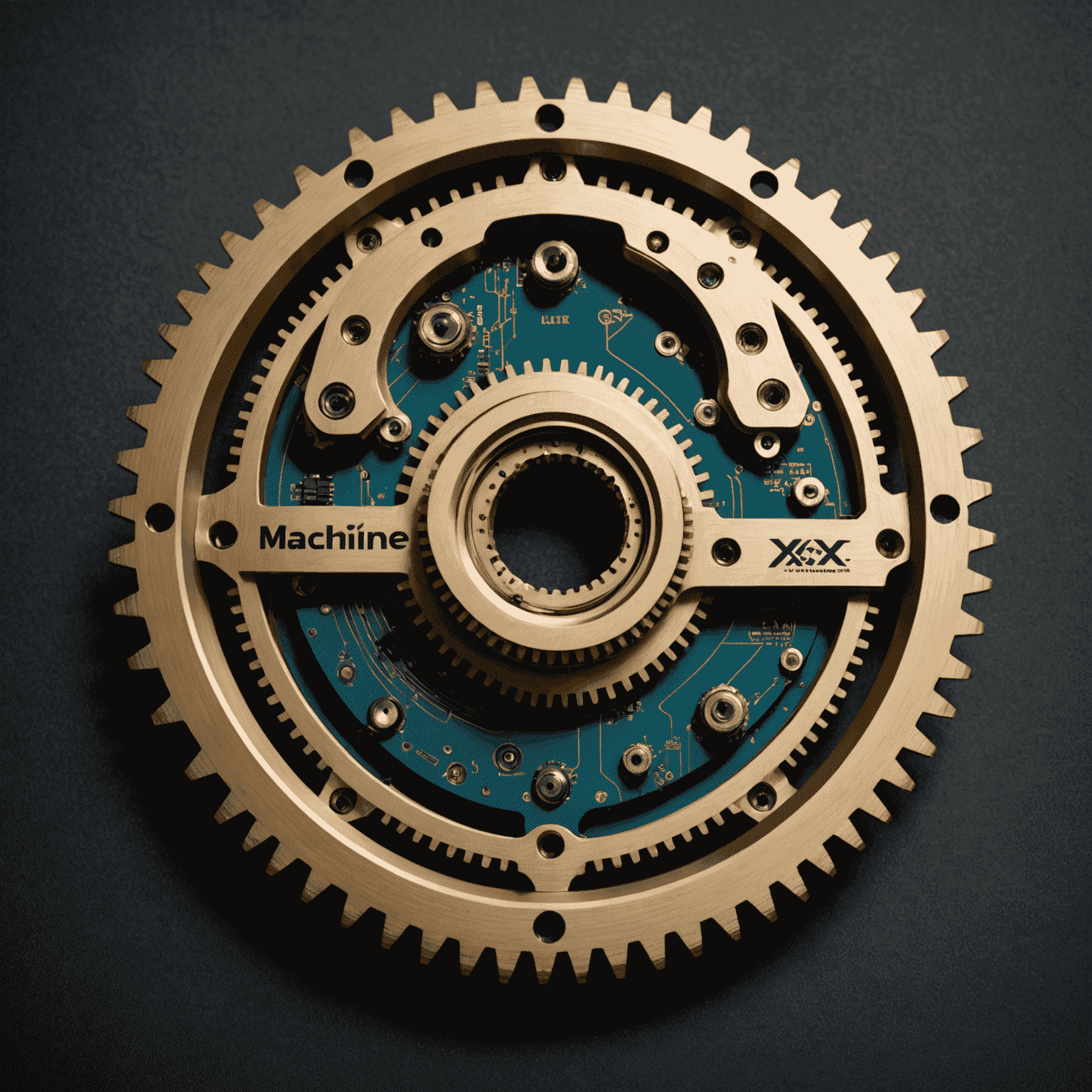 Machinex logo - Industrial gear with embedded circuit patterns