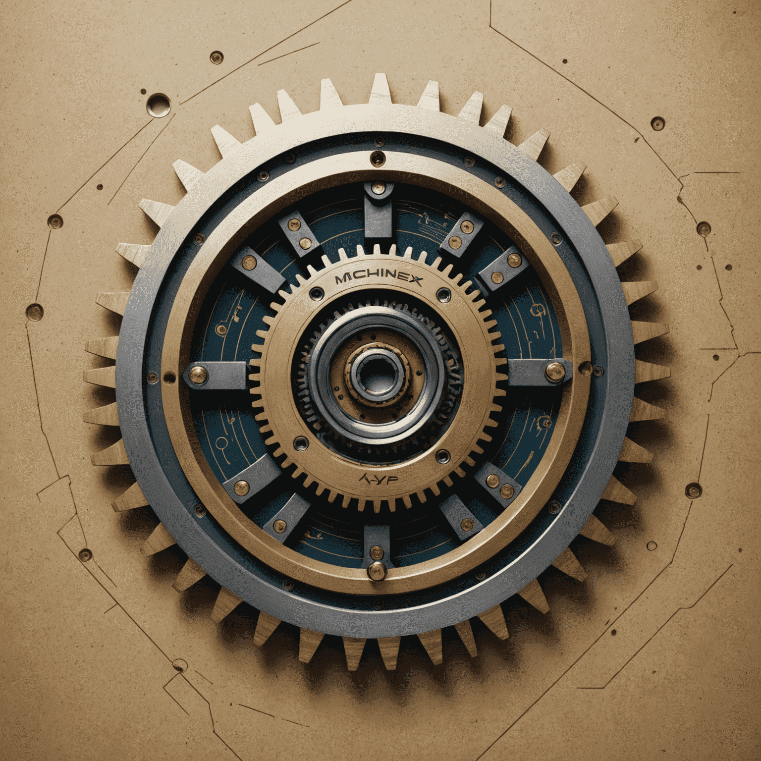 Machinex logo - Industrial gear with embedded circuit patterns