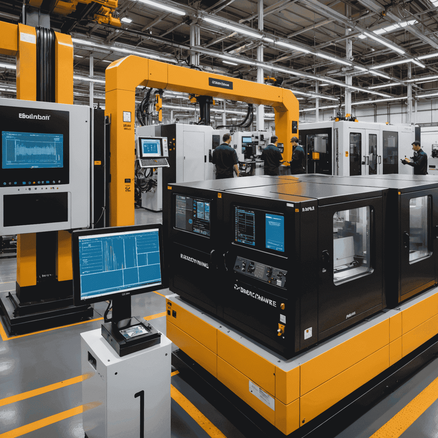A split-screen image showing a physical manufacturing line on one side and its digital twin representation on the other. The digital twin displays real-time data overlays and simulated process improvements.